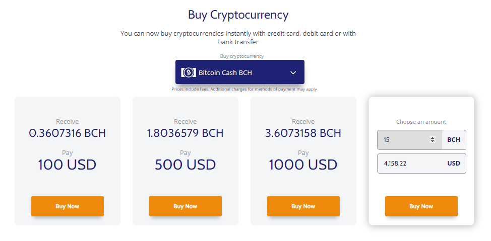 Select Amount to buy at Coinmama