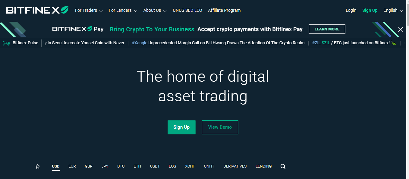 Bitfinex Review - Website Interface