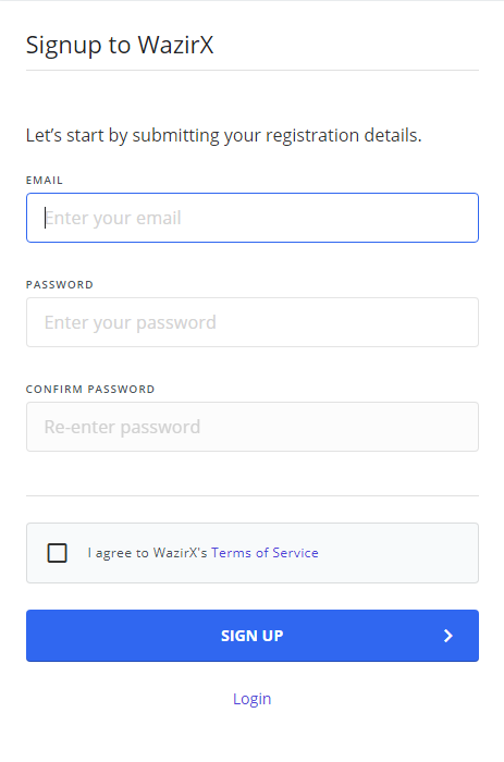 WazirX Signup