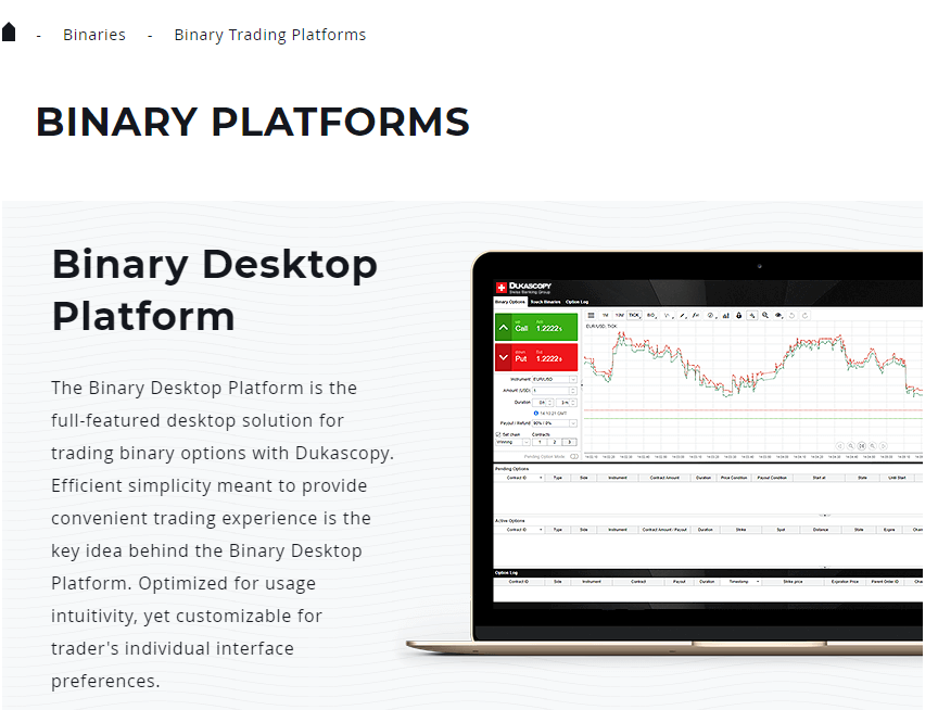 Web Binary Trader - Trade Binary Options with Dukascopy