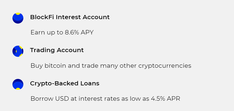 BlockFi Fees Products and Services