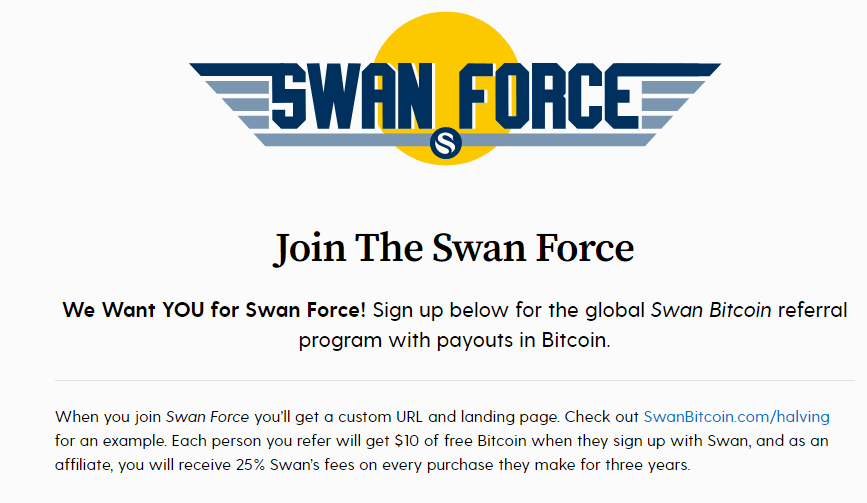 Swan Bitcoin Referral Program