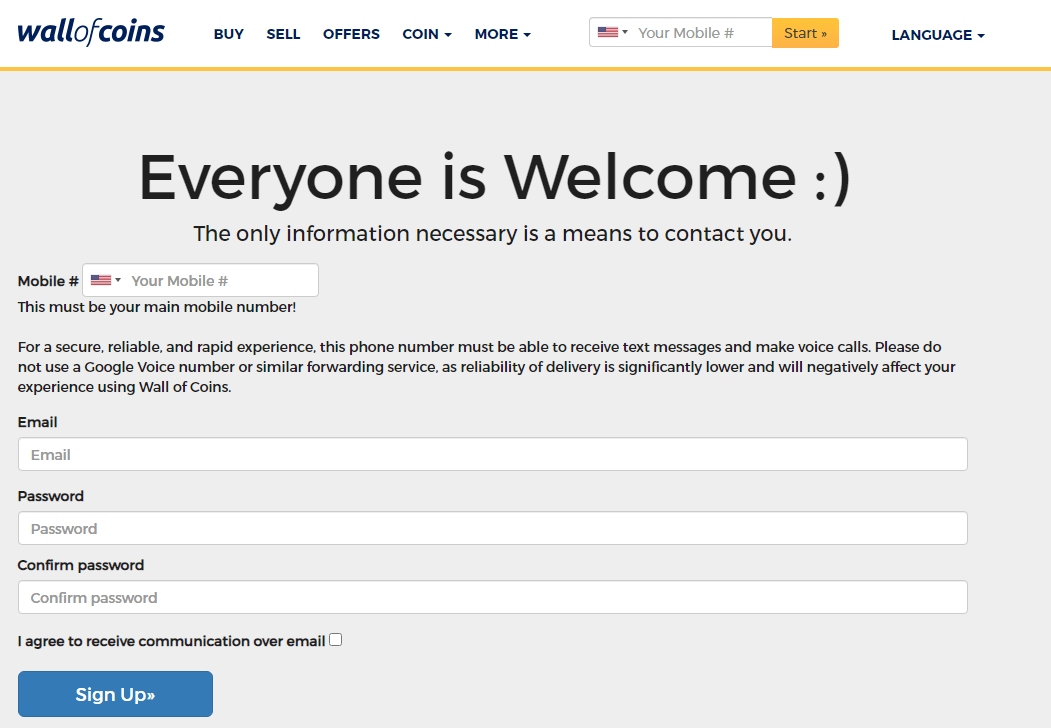 Wall of Coins Reviews - Sign Up Process