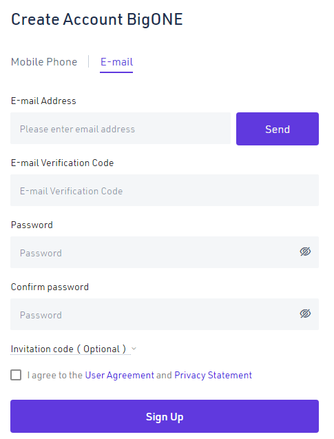 BigONE Registration Process