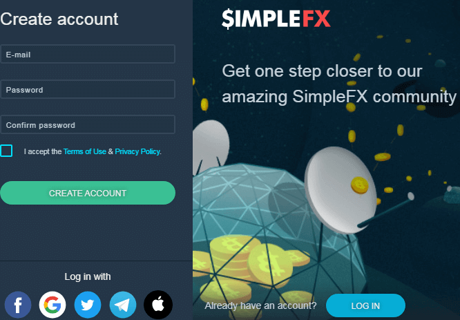 SimpleFX Account Opening Process