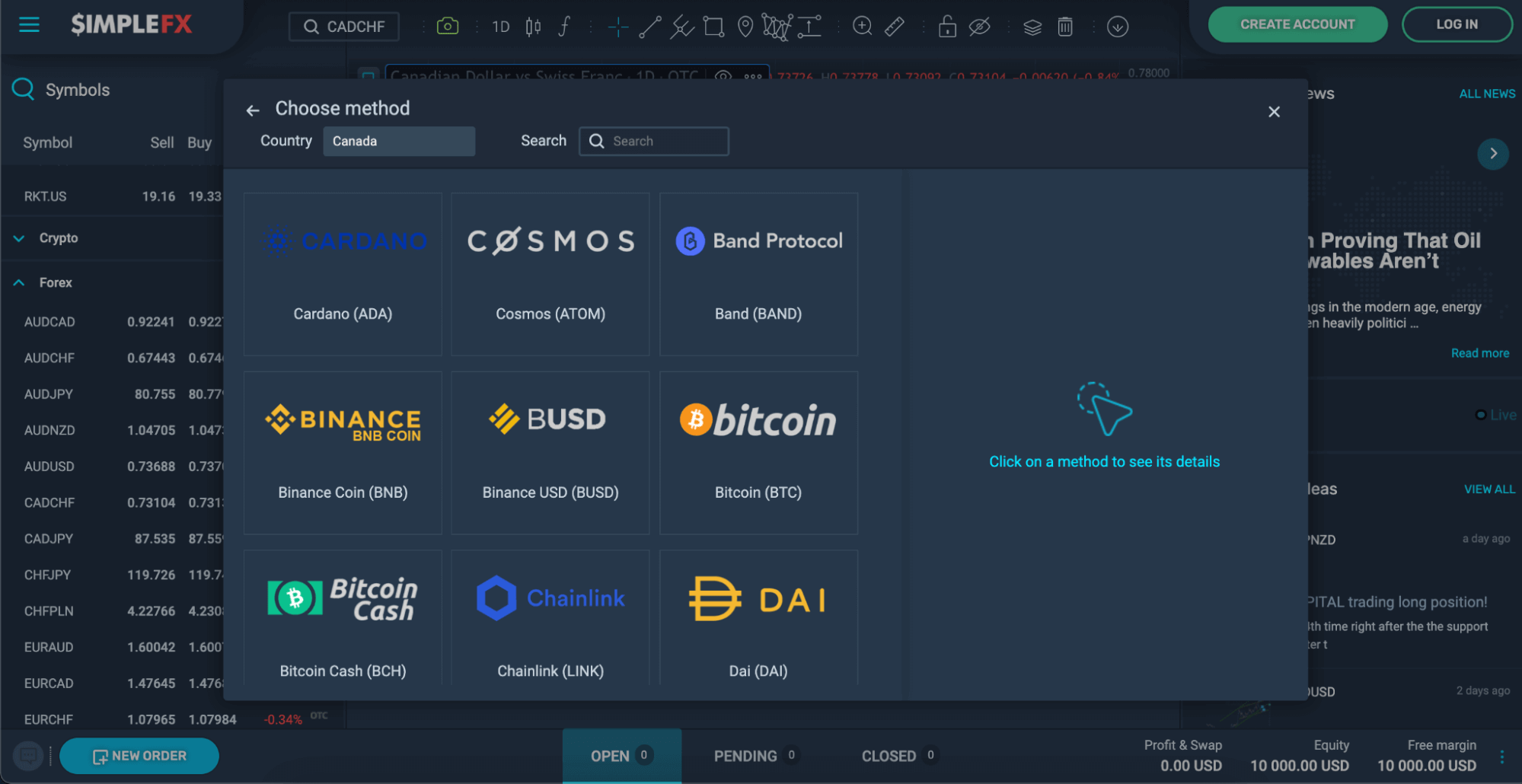 SimpleFX Deposit & Withdrawal Options