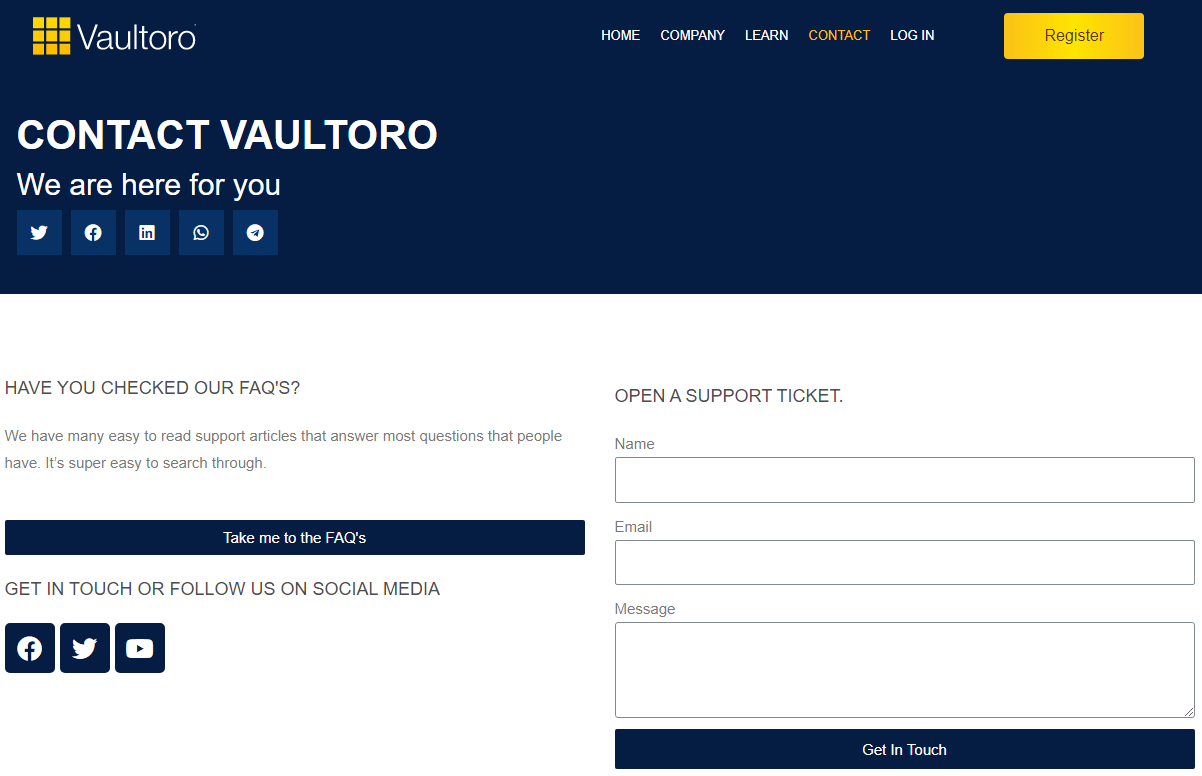 Vaultoro Review - Vaultoro Customer Support