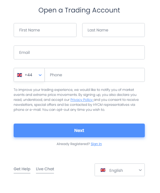 HYCM Account Opening Process