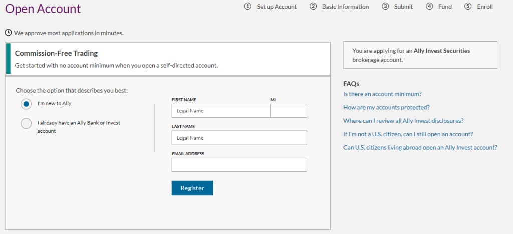 Ally Invest Account Opening Process