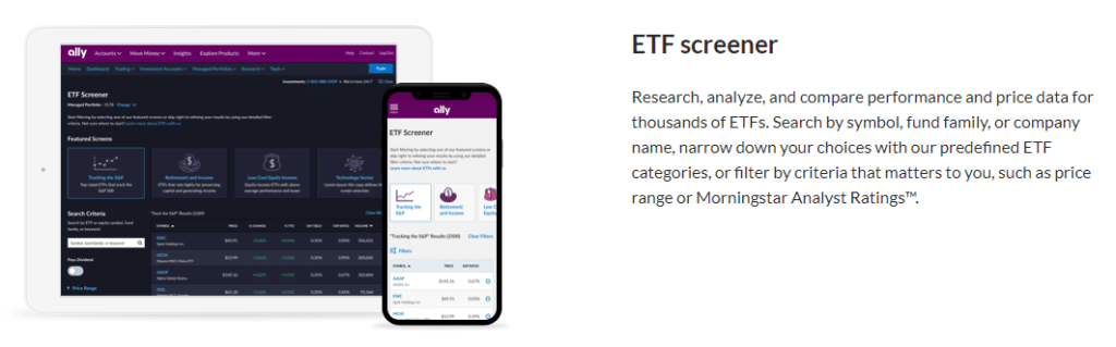 ETF Screener by Ally Invest