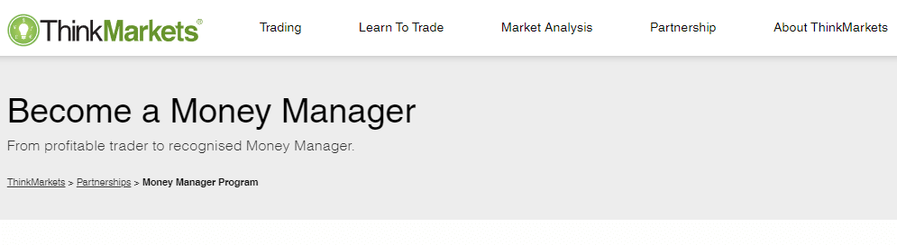 Money Manager Program by ThinkMarkets