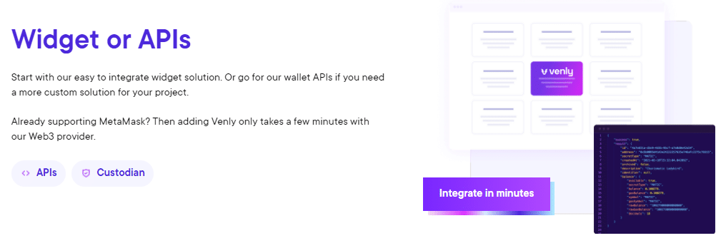 Venly Wallet Widget or APIs