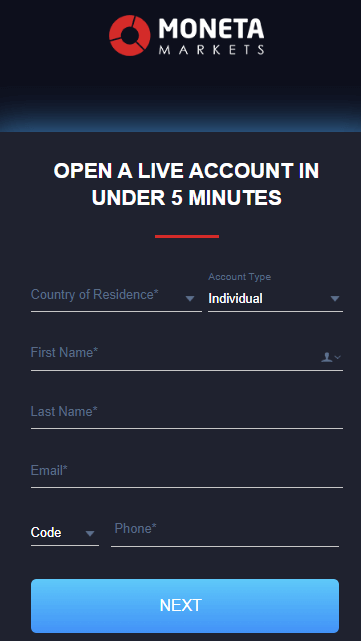 Moneta Markets Account Opening Process