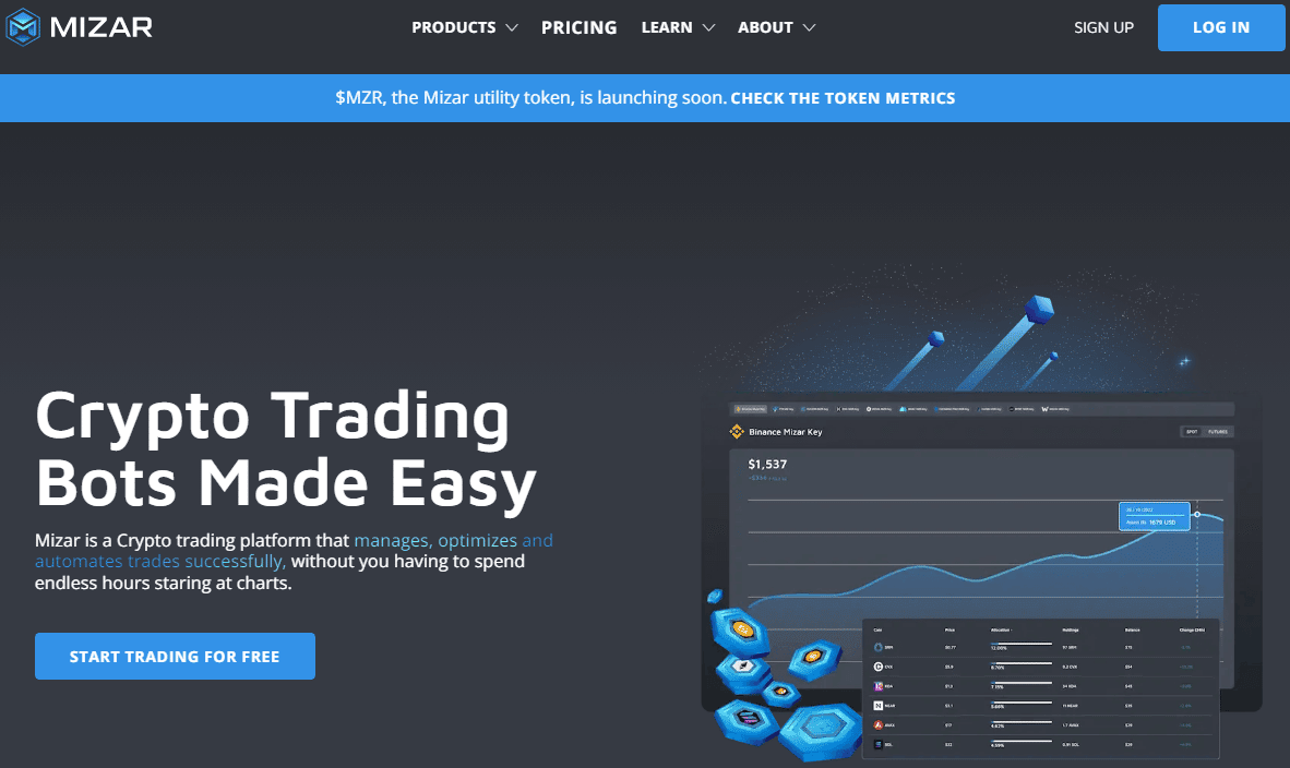 Mizar Trading Bot User Interface