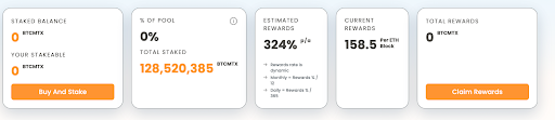 Bitcoin Minetrix Staked Balance