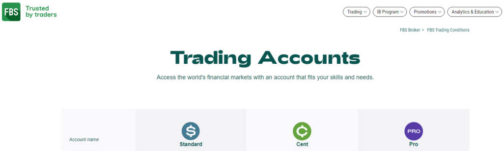 FBS Trading Accounts