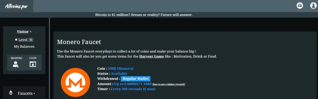 Allcoins - Legit Monero Faucet Platform