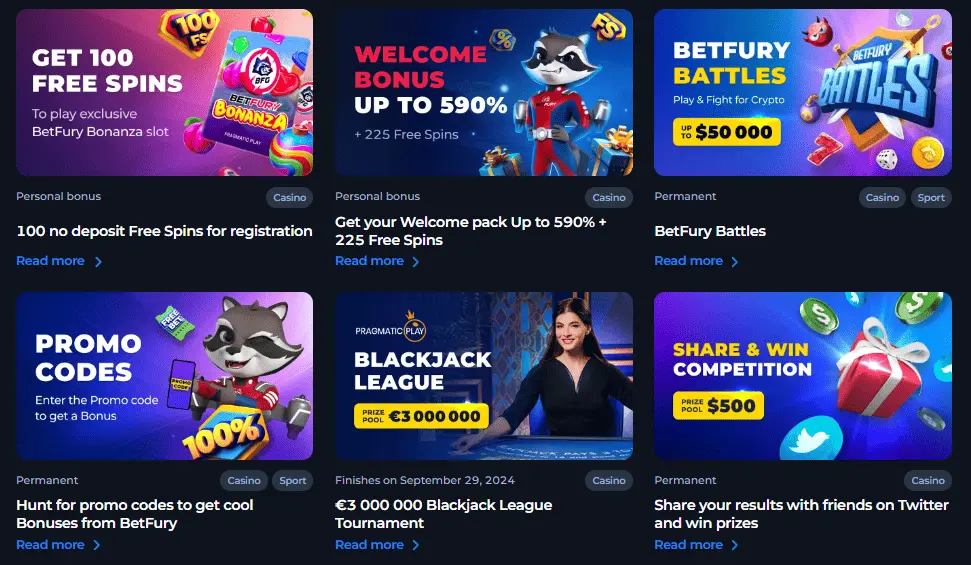 BetFury Casino Bonuses