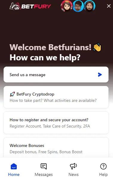 BetFury Casino Customer Support