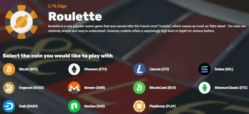 Roulette Games by CryptoGames