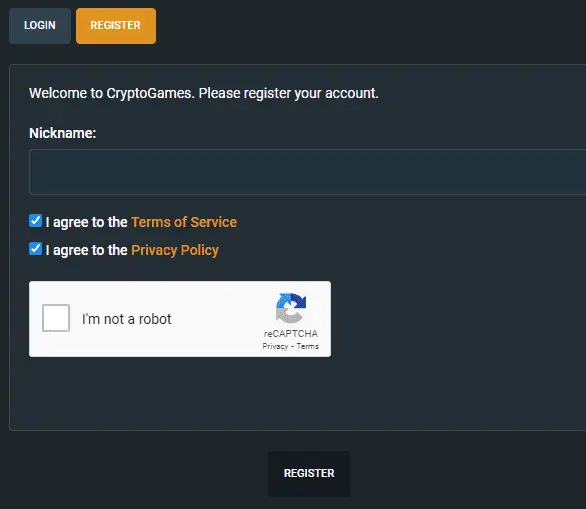 Sign-Up Process at CryptoGames Casino