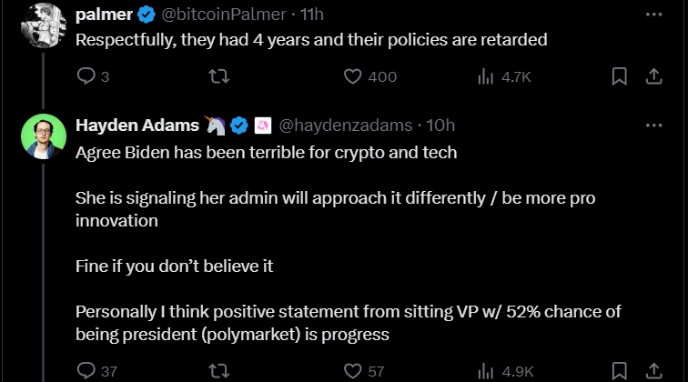 Crypto Community’s Mixed Reactions on Kamala Harris’ Digital Assets Support Statement