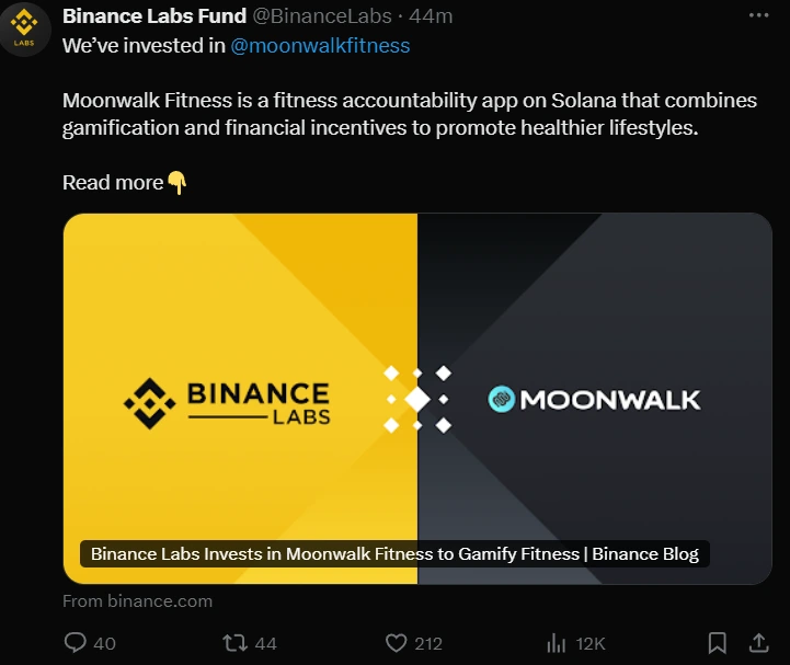 Moonwalk partners with Binance Labs