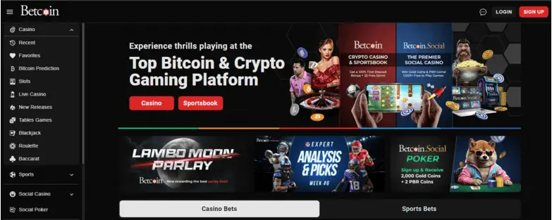 Betcoin.ag Casino User Interface