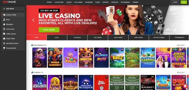 BetOnline Casino Games