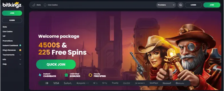 Bitkingz Casino User Interface