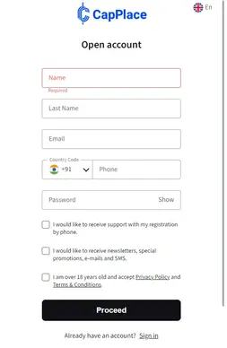 CapPlace Account Opening Process