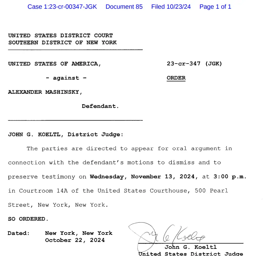 Ex Celsius CEO Alex Mashinsky to Return to Court on Nov. 13