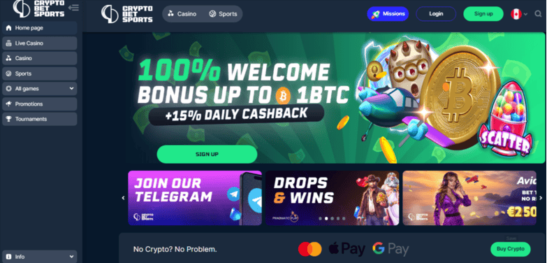 CryptoBetSports desktop interface