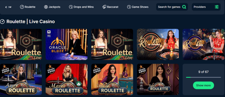 CryptoBetSports live casino games