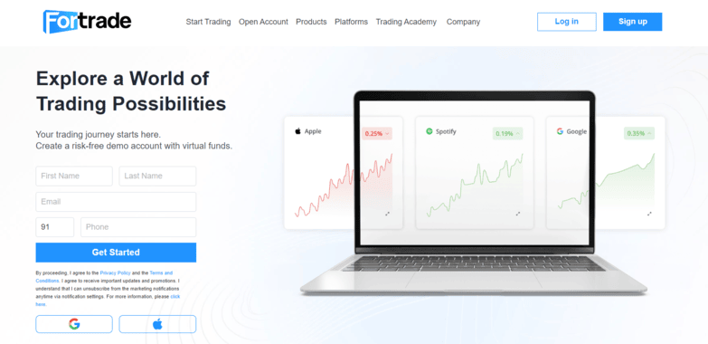 Fortrade User Interface