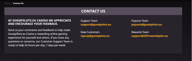 Gossip slots customer support