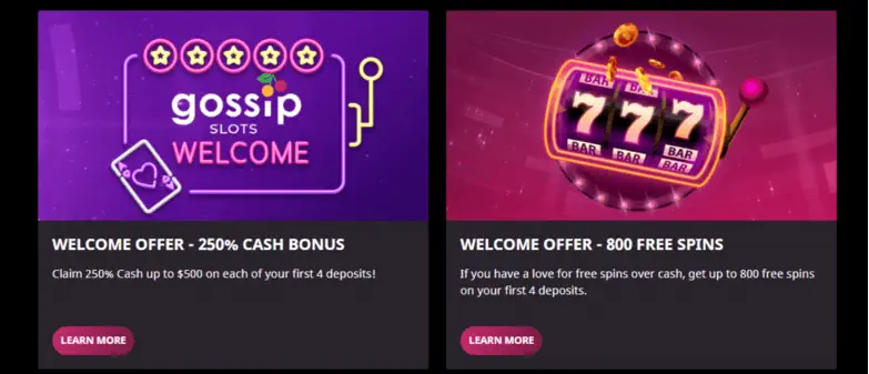 Gossip slots welcome bonus