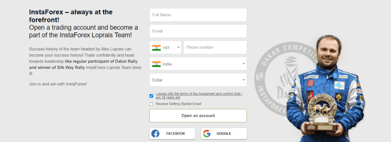 InstaForex Sign Up Form