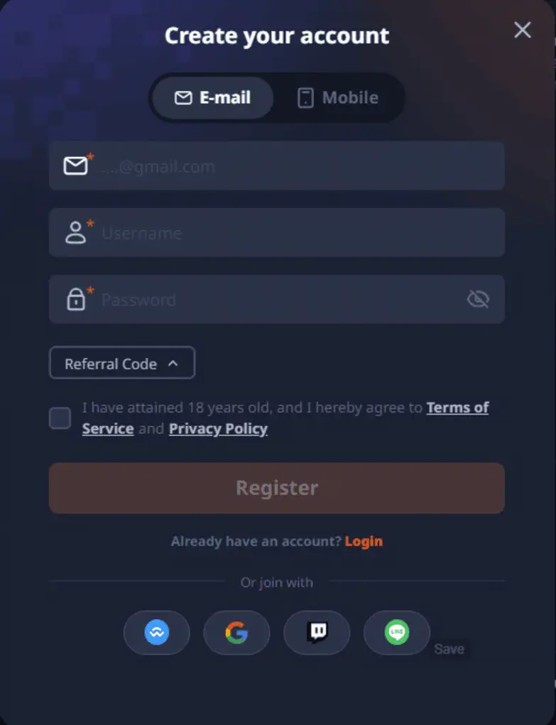 K8 casino registration process