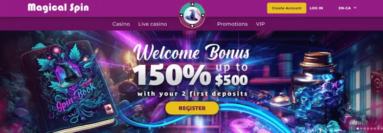 Magical Spin Casino User Interface