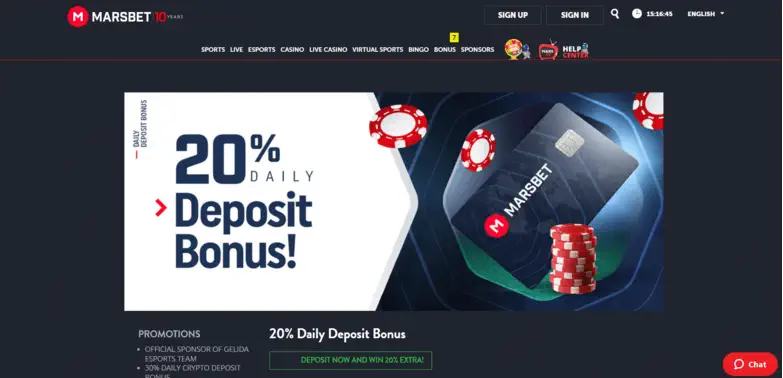 Marsbet Casino Deposit Bonus