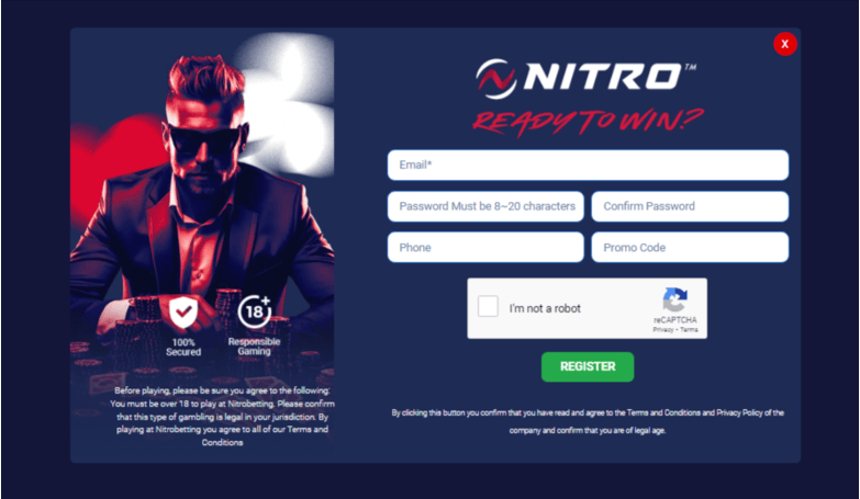 Nitrobetting casino sign up process