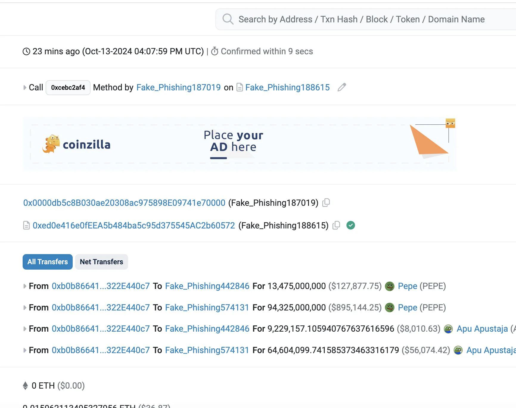 Pepe Holder Lost $1.39 Million Worth of Cryptos