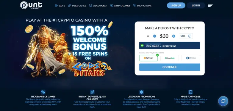 Punt Casino Desktop Experience