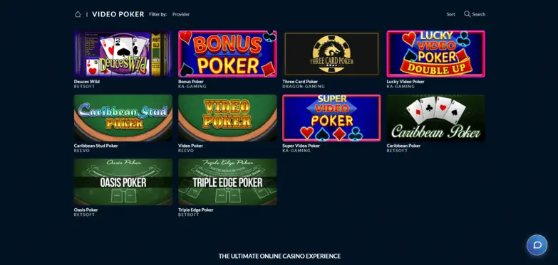 Punt Casino Video Poker