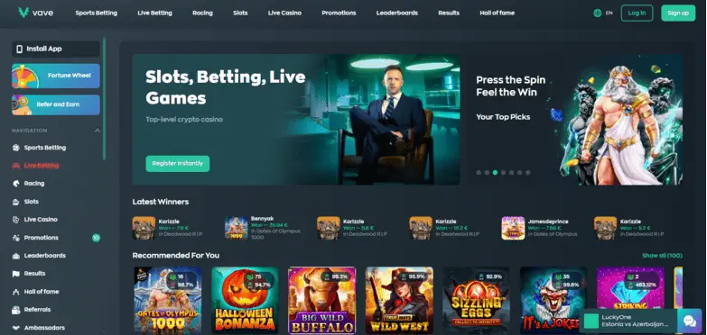 Vave Casino Desktop User Experience