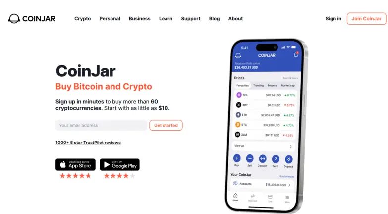 coinjar dashboard