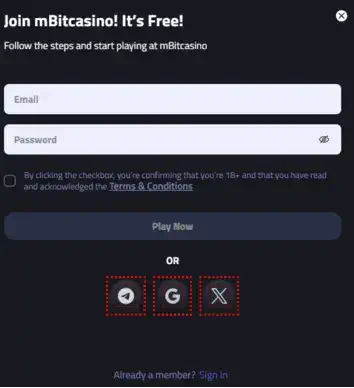 mbit casino signup process