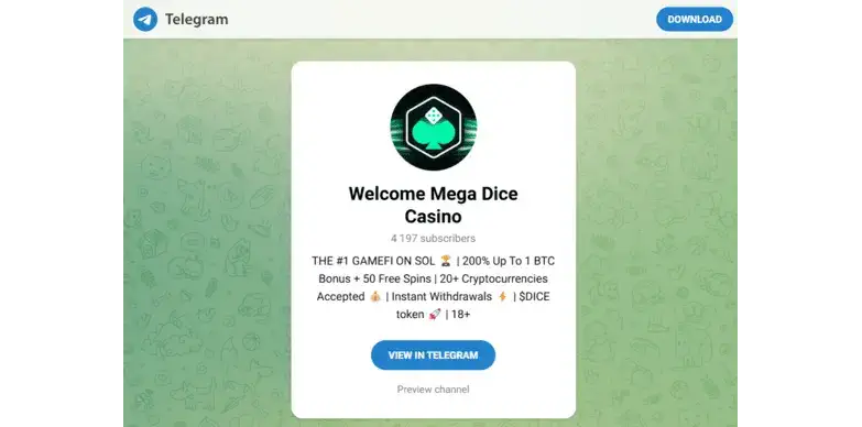 mega dice telegram casino