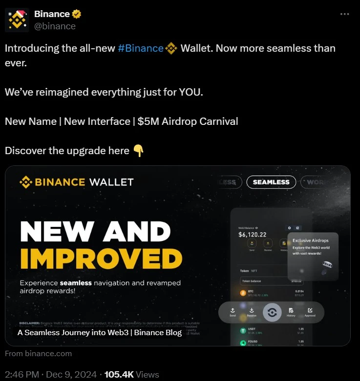 Official Announcement from Binance on X